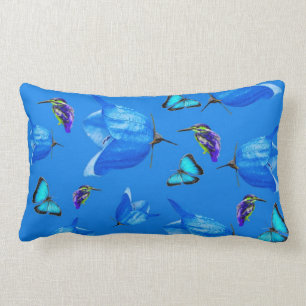 Blauschmetterlinge, Kingfisher und Glockenblume, B Lendenkissen
