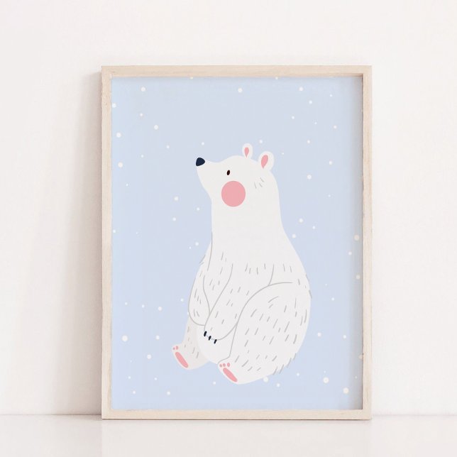 Blauschnee Winterpolar Kinderzimmer Wanddekor Poster (Blue Snow Winter Polar Bear Nursery Wall Decor Hanging Tapestry)