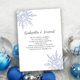 Blauschneeflocke Winterhochzeit Save the Date Einladung