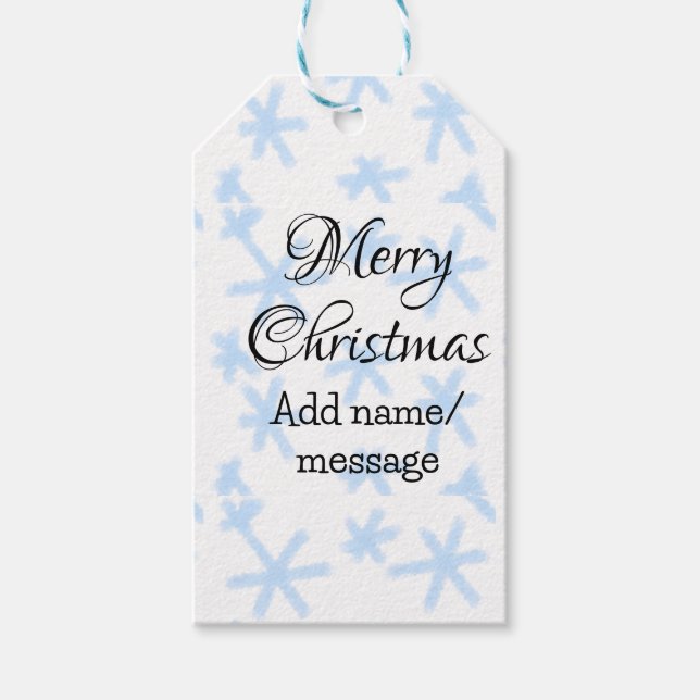 Blauschneeflocken Weihnachtsmuster Schneemuster Geschenkanhänger (Vorderseite)