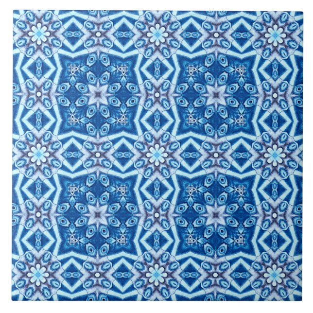 Blauschneeviereckiges Muster Fliese (Vorderseite)
