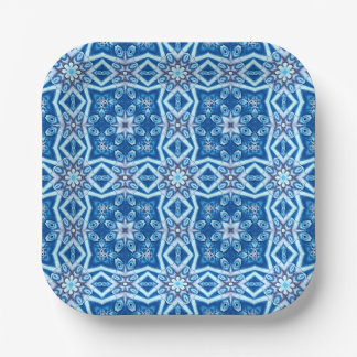 Blauschneeviereckiges Muster Pappteller