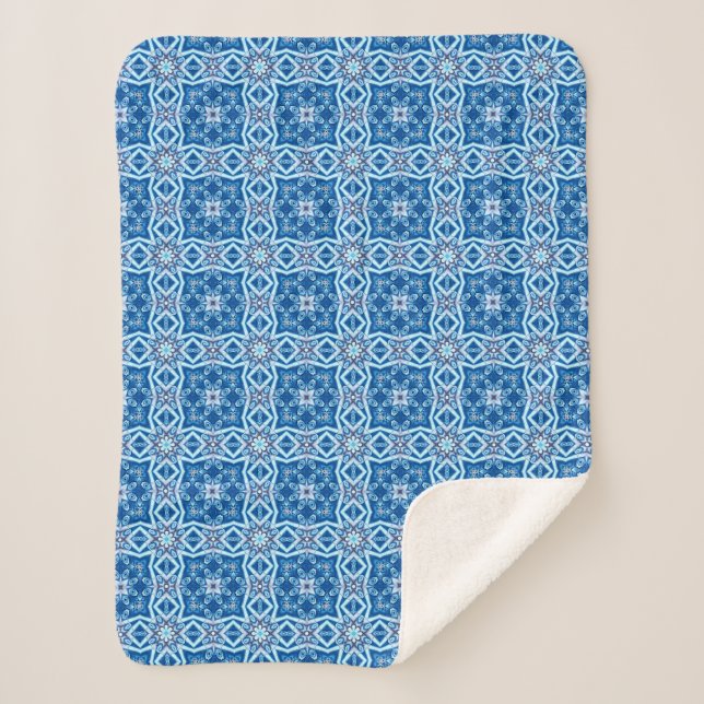Blauschneeviereckiges Muster Sherpadecke (Vorderseite)