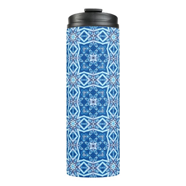 Blauschneeviereckiges Muster Thermosbecher (Vorderseite)