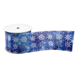 Blauschneewiederholte Schneeflocken Satinband
