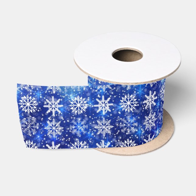 Blauschneewiederholte Schneeflocken Satinband (Spule)