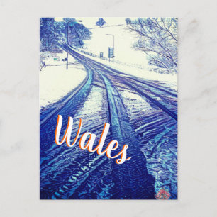 Blauschneewinterstraße in Wales Postkarte