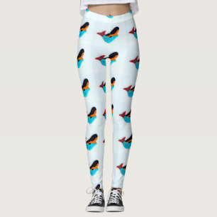 BlauSchwanz brünette Meerjungfrauen weiß Leggings