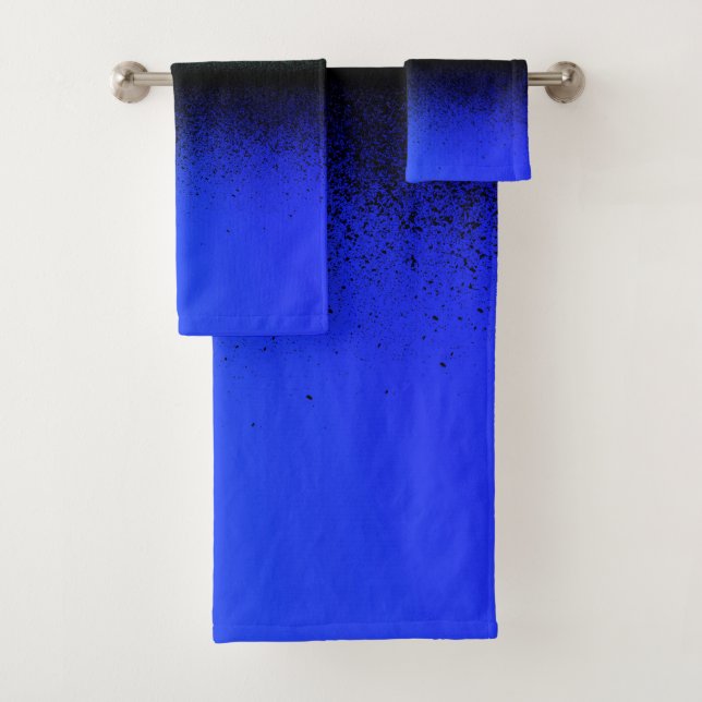 Blauschwarz Abstrakte Artwork Badhandtuch Set (Insitu)