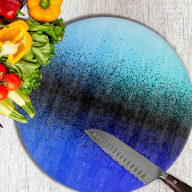 Blauschwarz Abstrakte Artwork Schneidebrett (Black Dust on Blue Cutting Board by Looly Elzayat
)