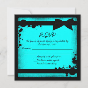 Blauschwarzes Band Grunge Hochzeit RSVP Einladung