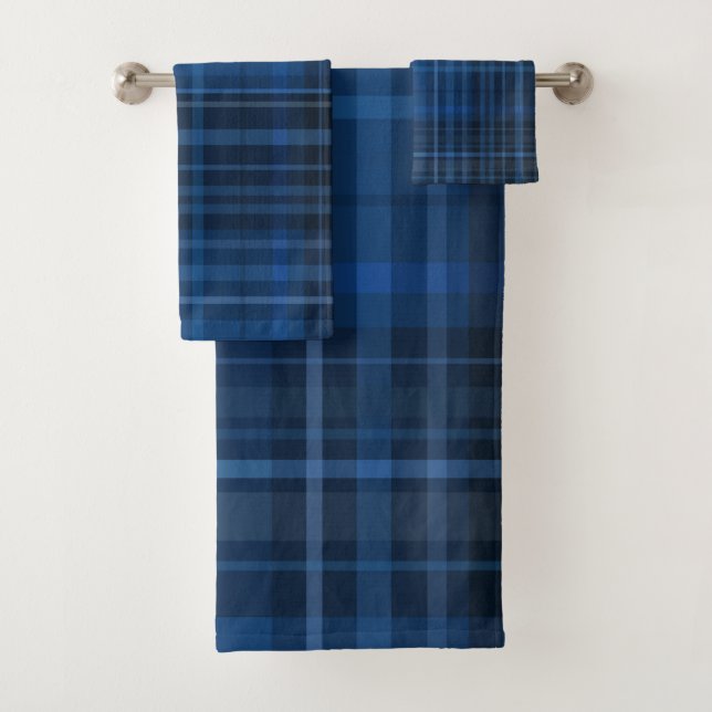 Blauschwarzes Karomuster Badhandtuch Set (Insitu)