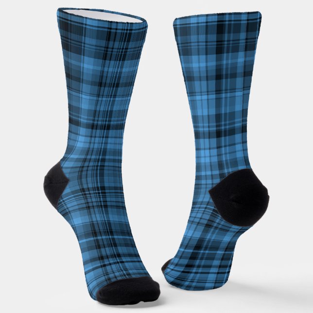 Blauschwarzes Karomuster Socken (Gewinkelt)
