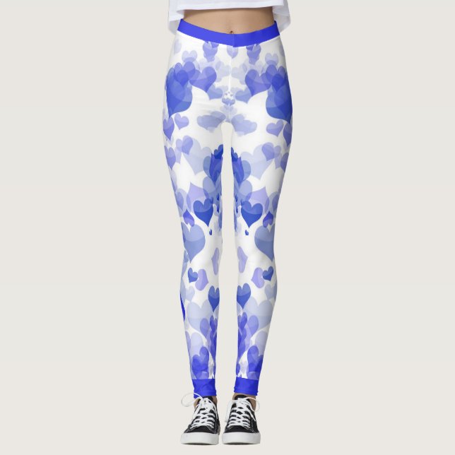 Blauschwebende Herzen Leggings (Vorderseite)