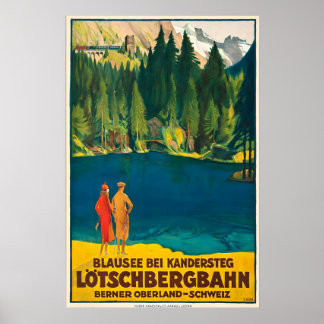 Blausee Berner Oberland Schweiz Vintage Poster