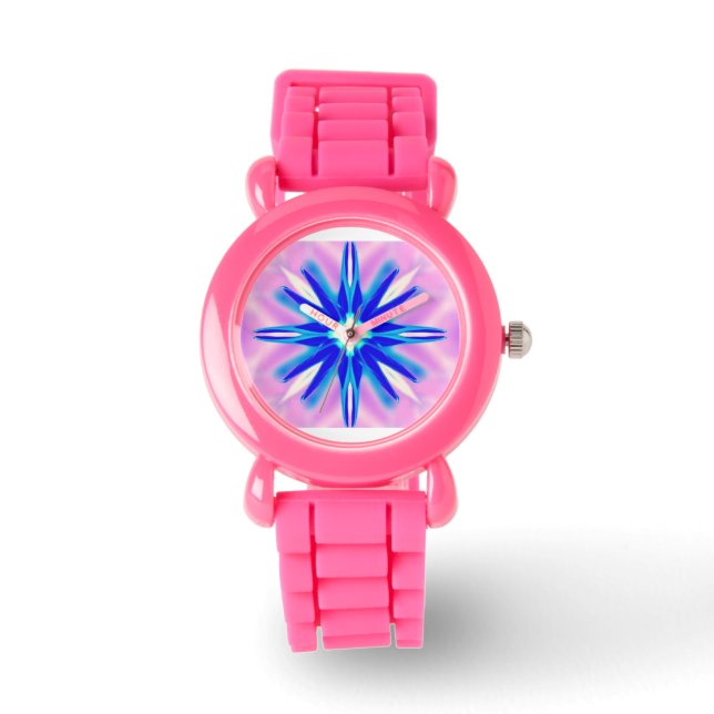 Blaustern auf rosa Uhr (Vorderseite)