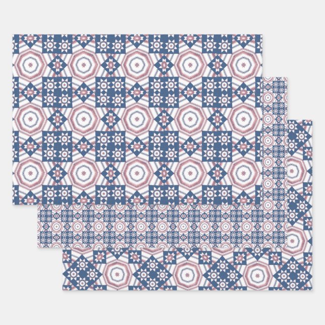 Blausternpapier für Musterpattern Geschenkpapier Set (Set)
