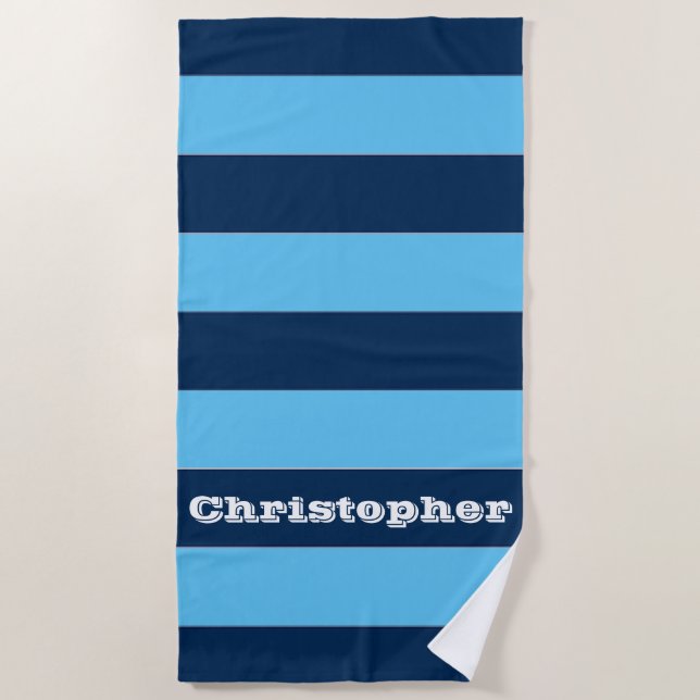 Blaustreifen Strandtuch (Vorderseite)