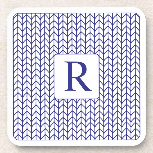BLAUSTRICKHARTE Kunststoffuntersetzer + Initial Getränkeuntersetzer (Vorderseite)