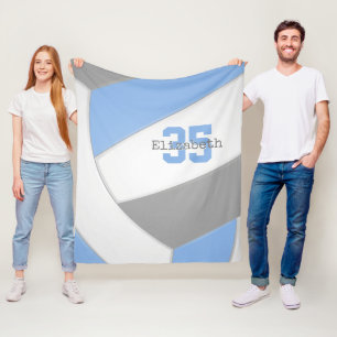 Blautöne, graue, weiße Girls, Volleyballzimmerdeko Fleecedecke