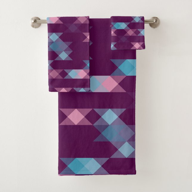 Blautöne, Rosa- und Violettöne geometrisch Badhandtuch Set (Insitu)