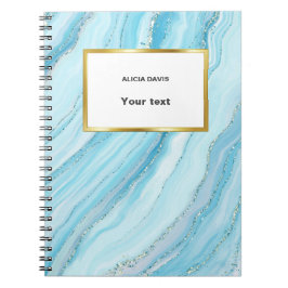 Blautürkis und Goldmarmor | Dein Name Notizblock