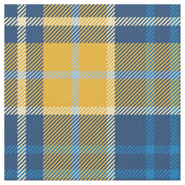 Blauu. GoldTartan Stoff (Nahaufnahme)