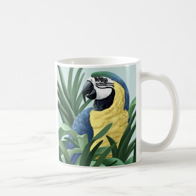 Blauund Goldmacaw-Tassen Tasse (Rechts)