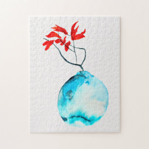 Blauvase Wasserfarbe Puzzle