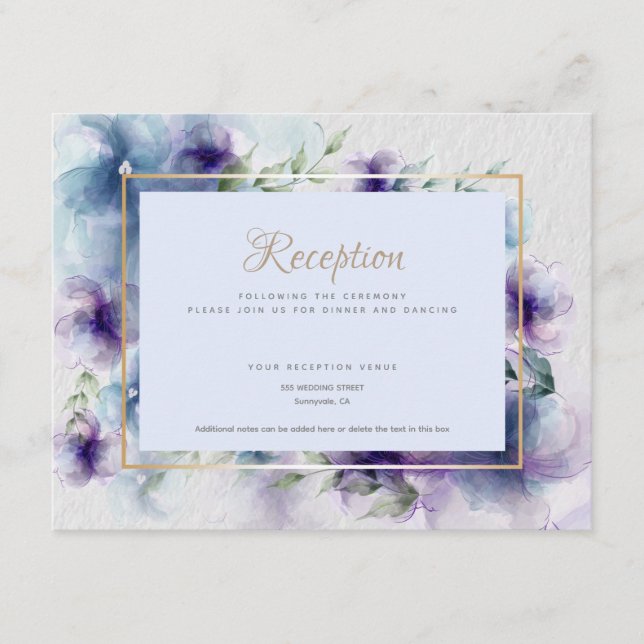 Blauviolette durchsichtige Blume Begleitkarte (Vorderseite)