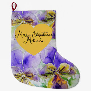 Blauviolette Stiefmütterchen-Weihnachtsnamen für M Großer Weihnachtsstrumpf