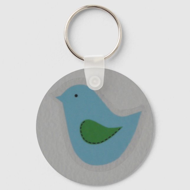 Blauvogel mit grünem Flügel Schlüsselanhänger (Vorderseite)