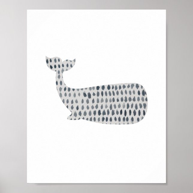 Blauwal Abstrakt Sea Glass Aquarellmalerei Poster (Vorne)