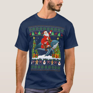 Blauwal-Liebhaber Hässlicher Weihnachtsmann Reitet T-Shirt