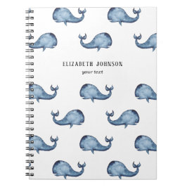 Blauwal. Meerestiere. Nautische Marinemuster Notizblock