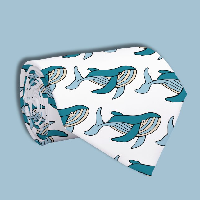 Blauwal-Muster Krawatte (Blue whale tie)