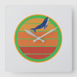 Blauwal, Retro Quadratische Wanduhr