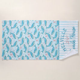 Blauwal-Seestrand-Haus-personalisierter Ozean Strandtuch