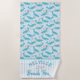 Blauwal-Seestrand-Haus-personalisierter Ozean Strandtuch