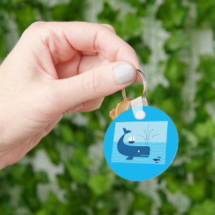 Blauwal und Blaue Sailboat Schlüsselanhänger