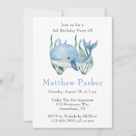 Blauwal unter dem Sea Boy Birthday Party Einladung