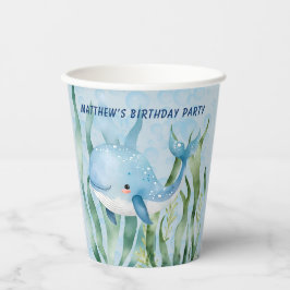 Blauwal unter dem Sea Boy Birthday Party Pappbecher