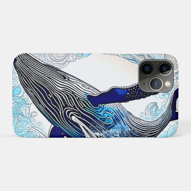 Blauwal-Wellen-Kunst Case-Mate iPhone Hülle (Rückseite (Horizontal))