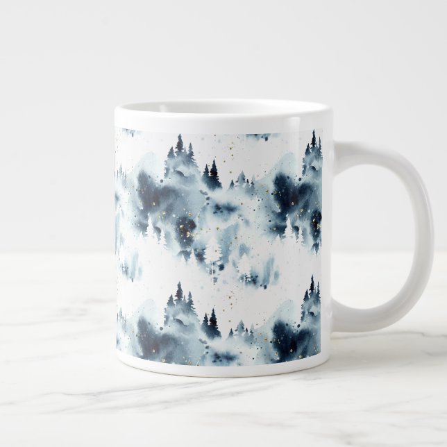 Blauwald-Aquarellmuster Jumbo-Tasse (Rechts)