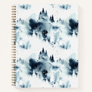 Blauwald-Aquarellmuster Notizbuch