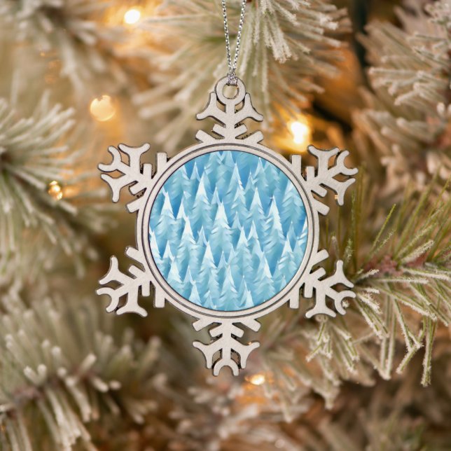 Blauwald-Fraktal Schneeflocken Zinn-Ornament (Baum)