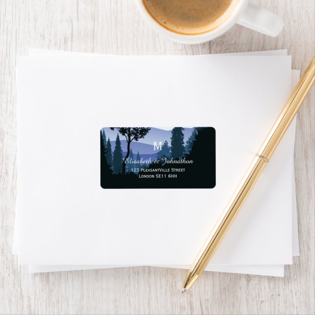 Blauwald, rustikale Hochzeit Adressaufkleber (Insitu)