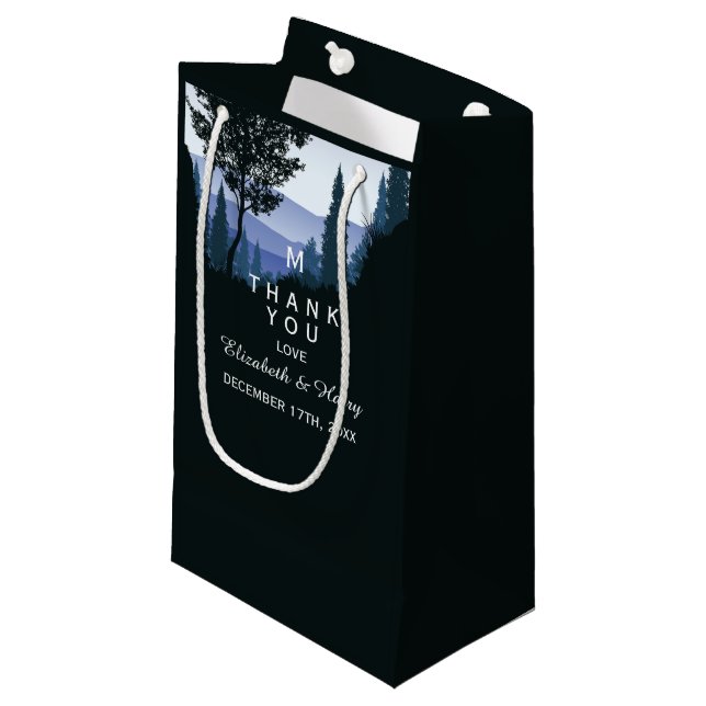 Blauwald, Rustikale Hochzeit Danke Kleine Geschenktüte (Vorderseite Schrägansicht)