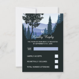 Blauwald, rustikale Hochzeit RSVP Karte