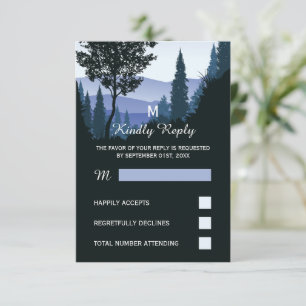 Blauwald, rustikale Hochzeit RSVP Karte